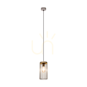 Timeo taklampa, 1xE27, Max. 60 W, gråbetsad furu, PVC-sladd/svart, metallskärm Ø 15 cm small 1