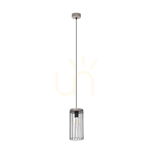 Kontrollera Timeo taklampa, 1xE27, Max. 60 W, gråbetsad furu, PVC-sladd/svart, metallskärm Ø 15 cm