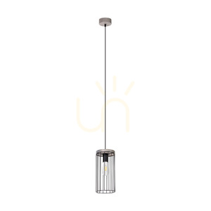 Timeo taklampa, 1xE27, Max. 60 W, gråbetsad furu, PVC-sladd/svart, metallskärm Ø 15 cm small 0