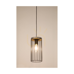 Timeo taklampa, 3xE27, Max. 60 W, gråbetsad furu, grå/svart PVC-sladd, svart metallskärm, 76 cm small 3