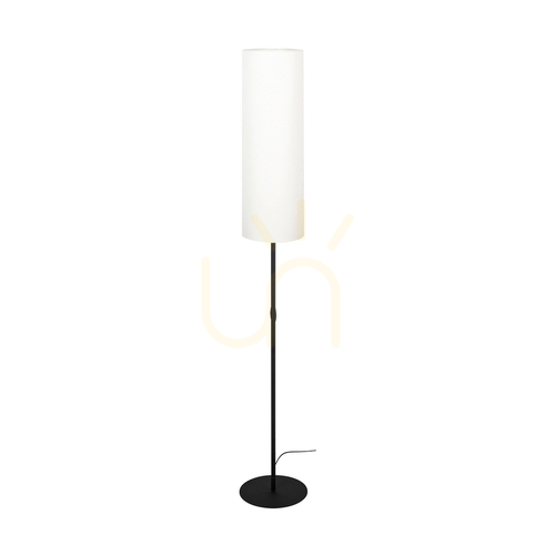 Kontrollera Tina golvlampa, 1xE27, Max. 60 W, svart metall/svart PVC-sladd/vit lampskärm, Ø 25 cm
