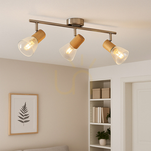 Tobi taklampa, 3xE14, Max. 40 W, oljad ek/satinmetall/klar glasskärm, 44,5 cm small 1