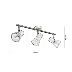 Tobi taklampa, 3xE14, Max. 40 W, oljad ek/satinmetall/klar glasskärm, 44,5 cm small 2