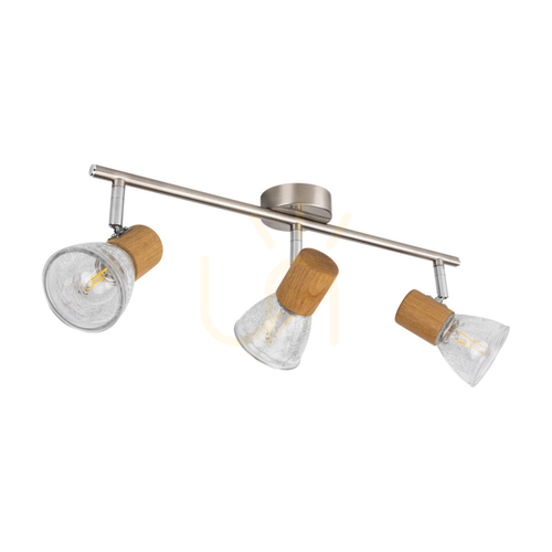 Kontrollera Tobi taklampa, 3xE14, Max. 40 W, oljad ek/satinmetall/klar glasskärm, 44,5 cm