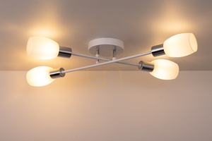 Tosca taklampa, 4xE14, Max. 40 W, vitkromad metall / vit glasskärm, 67 cm small 3