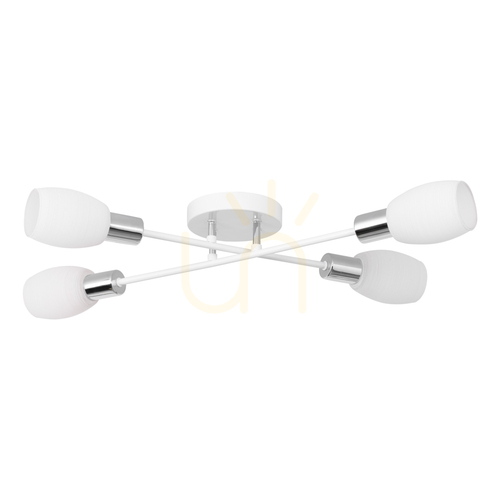 Kontrollera Tosca taklampa, 4xE14, Max. 40 W, vitkromad metall / vit glasskärm, 67 cm