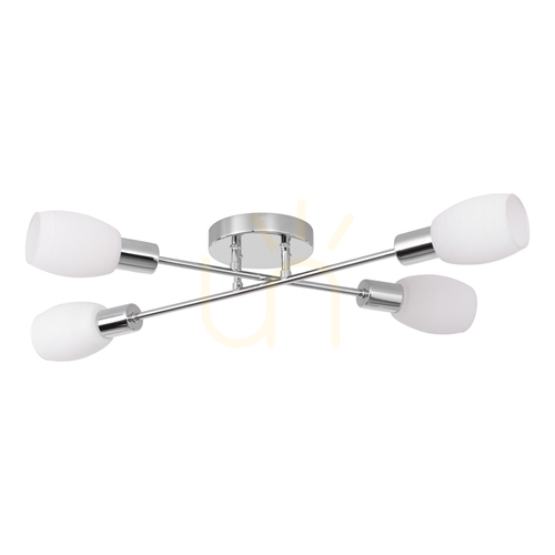 Kontrollera Tosca taklampa, 4xE14, Max. 40 W, krommetall/vit glasskärm, 67 cm