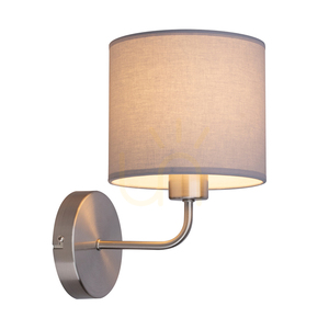 Tomi vägglampa 1xE27 Max. 40 W lampskärm i satinmetall/ljusgrå, 23 cm small 1
