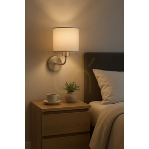 Tomi vägglampa 1xE27 Max. 40 W lampskärm i satinmetall/ljusgrå, 23 cm small 2