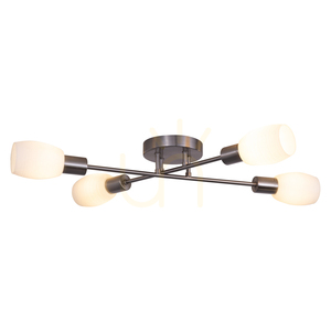 Tosca taklampa, 4xE14, Max. 40 W, satinmetall/vit, glasskärm, 67 cm small 1