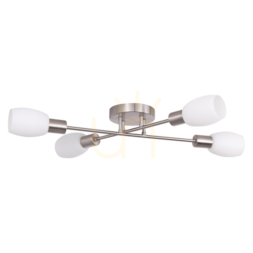 Kontrollera Tosca taklampa, 4xE14, Max. 40 W, satinmetall/vit, glasskärm, 67 cm