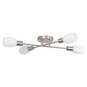 Tosca taklampa, 4xE14, Max. 40 W, satinmetall/vit, glasskärm, 67 cm small 0