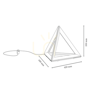 Trigonon bordslampa, 1xLED, 3000 K, 27 W, bok- och valnötsträ, svart PVC-sladd, 42 cm small 3
