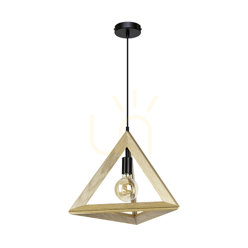 Kontrollera Trigonon taklampa, 1xE27, Max. 60 W, oljad ek/svart metall/svart PVC-sladd, 42 cm