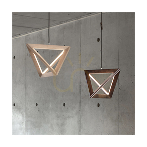 Trigonon taklampa, 1xLED, 3000 K, 27 W, bok- och valnötsträ, svart flätad kabel, 42 cm small 3