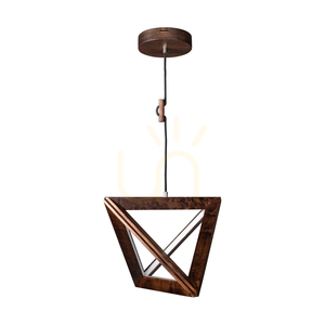 Trigonon taklampa, 1xLED, 3000 K, 27 W, bok- och valnötsträ, svart flätad kabel, 42 cm small 0