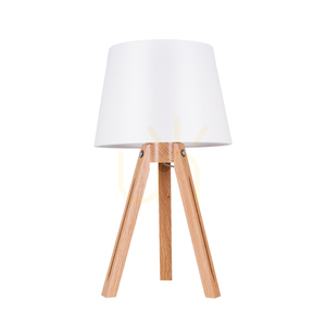 Bordslampa med treben, 1xE27, Max. 40 W, oljad ek / genomskinlig PVC-sladd / vit lampskärm, Ø 30,5 cm small 0