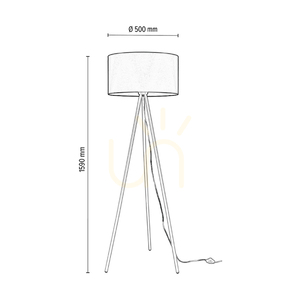 Golvlampa med tre ben, 1xE27, Max. 40 W, vit metall/genomskinlig PVC-sladd/svart lampskärm, Ø 50 cm small 2