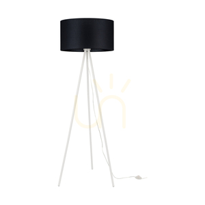 Golvlampa med tre ben, 1xE27, Max. 40 W, vit metall/genomskinlig PVC-sladd/svart lampskärm, Ø 50 cm small 0