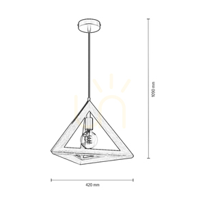 Trigonon taklampa, 1xE27, Max. 60 W, björk/svart metall/svart PVC-kabel, 42 cm small 2