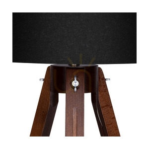 Bordslampa med treben, 1xE27, Max. 40 W, bok- och valnötsträ / genomskinlig PVC-sladd / svart lampskärm, Ø 30 cm small 2
