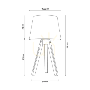 Bordslampa med treben, 1xE27, Max. 40 W, bok- och valnötsträ / genomskinlig PVC-sladd / svart lampskärm, Ø 30 cm small 3