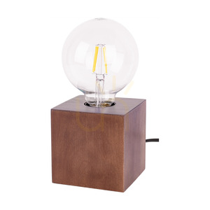 Trongo fyrkantig bordslampa, 1xE27, Max. 25 W, bok- och valnötsträ, svart PVC-sladd, 10 cm small 0