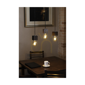 Trongo fyrkantig taklampa, 1xE27, Max. 60 W, bok- och valnötsträ, svart flätad sladd, 10 cm small 1
