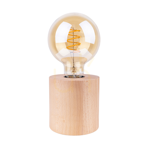 Kontrollera Trongo rund bordslampa, 1xE27, Max. 25 W, bokträ/svart PVC-kabel, Ø 9,5 cm