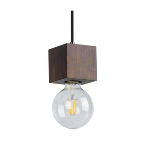 Trongo fyrkantig taklampa, 4xE27, Max. 60 W, bok- och valnötsträ, svart flätad sladd, 34 cm small 1