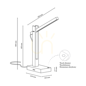 Tukan bordslampa, 1xLED, 3000 K, 5,5 W, björk/antracit, flätad sladd med beröringsdimmer, 45 cm small 2