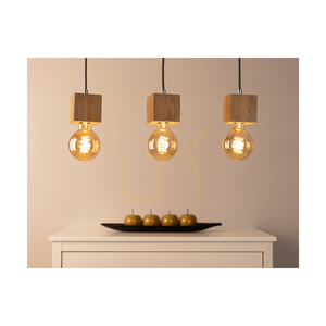 Trongo fyrkantig taklampa, 3xE27, Max. 60 W, oljad ek/antracit, flätad sladd, 52 cm small 3