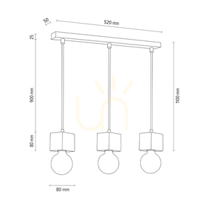 Trongo fyrkantig taklampa, 3xE27, Max. 60 W, oljad ek/antracit, flätad sladd, 52 cm small 4