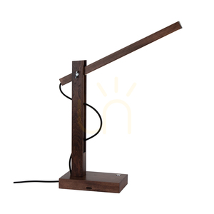 Tukan bordslampa, 1xLED, 3000 K, 5,5 W, bok- och valnötsträ, svart flätad sladd med beröringsdimmer, 45 cm small 0