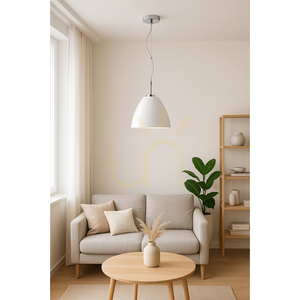 Tumulo taklampa, 1xE27, Max. 60 W, krommetall / genomskinlig PVC-sladd / vit glasskärm, Ø 28,5 cm small 1
