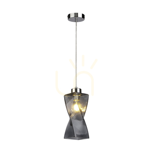 Twist taklampa, 1xE27, Max. 25 W, krommetall / genomskinlig PVC-sladd / lampskärm i rökfärgat glas, 10 cm small 1