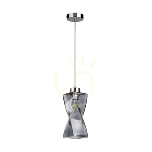 Twist taklampa, 1xE27, Max. 25 W, krommetall / genomskinlig PVC-sladd / lampskärm i rökfärgat glas, 10 cm small 0