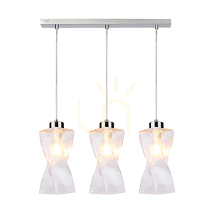 Twist taklampa, 3xE27, Max. 25 W, krommetall / genomskinlig PVC-sladd / genomskinlig glasskärm, 52 cm small 1