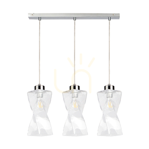 Twist taklampa, 3xE27, Max. 25 W, krommetall / genomskinlig PVC-sladd / genomskinlig glasskärm, 52 cm small 0