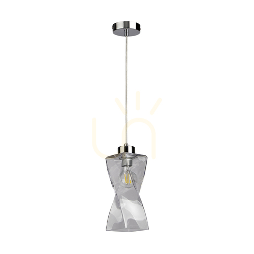 Kontrollera Twist taklampa, 1xE27, Max. 25 W, krommetall / genomskinlig PVC-sladd / genomskinlig glasskärm, 10 cm