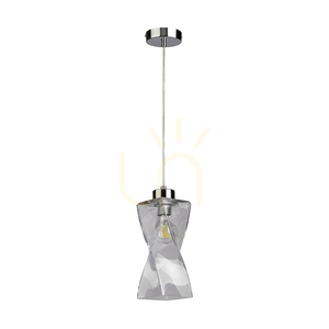 Twist taklampa, 1xE27, Max. 25 W, krommetall / genomskinlig PVC-sladd / genomskinlig glasskärm, 10 cm small 0