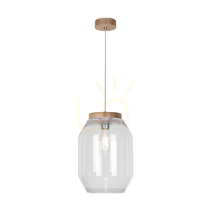 Vaso taklampa 1xE27 Max. 60 W oljad ek / genomskinlig PVC-sladd / genomskinlig glasskärm, Ø 24 cm small 1