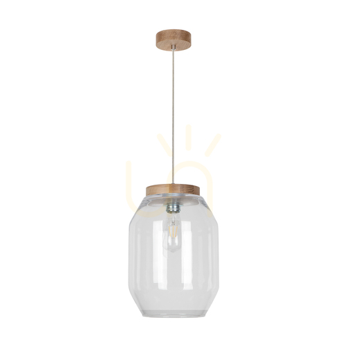 Kontrollera Vaso taklampa 1xE27 Max. 60 W oljad ek / genomskinlig PVC-sladd / genomskinlig glasskärm, Ø 24 cm