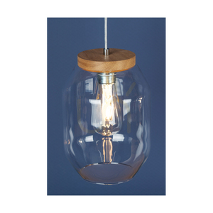 Vaso taklampa 1xE27 Max. 60 W, oljad ek / genomskinlig PVC-sladd / genomskinlig glasskärm, Ø 19,5 cm small 2