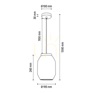 Vaso taklampa 1xE27 Max. 60 W, oljad ek / genomskinlig PVC-sladd / genomskinlig glasskärm, Ø 19,5 cm small 3