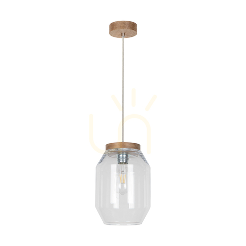 Kontrollera Vaso taklampa 1xE27 Max. 60 W, oljad ek / genomskinlig PVC-sladd / genomskinlig glasskärm, Ø 19,5 cm