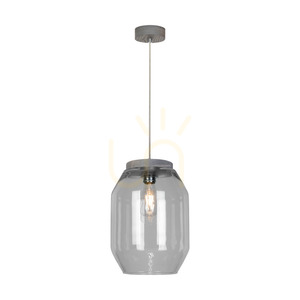 Vaso taklampa, 1xE27, Max. 60 W, gråbetsad furu, genomskinlig PVC-sladd, lampskärm i rökt glas, Ø 24 cm small 1