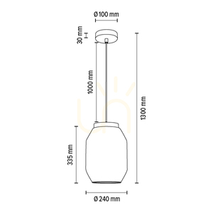 Vaso taklampa, 1xE27, Max. 60 W, gråbetsad furu, genomskinlig PVC-sladd, lampskärm i rökt glas, Ø 24 cm small 2