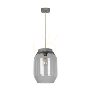 Vaso taklampa, 1xE27, Max. 60 W, gråbetsad furu, genomskinlig PVC-sladd, lampskärm i rökt glas, Ø 24 cm small 0