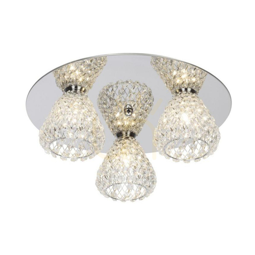 Kontrollera Taklampa Vegas, 3xG9, Max. 33 W, krommetall/klar glasskärm, Ø 41 cm